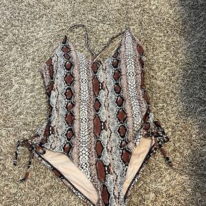 Kona Sol Snake Print One-Piece - Size Medium